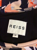 REISS BLACK & ORANGE FLORAL PRINT STRETCH JERSEY DRESS SIZE M