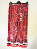 BRAND NEW RALPH LAUREN ZIAKASH RED PRINT WIDE LEG TROUSERS SIZE S