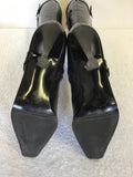 JANE SHILTON BLACK LEATHER BUCKLE TRIM KNEE HIGH BOOTS SIZE 5/38