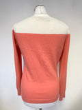 REISS CORAL & CREAM LAMBSWOOL & CASHMERE BLEND LONG SLEEVED JUMPER SIZE M