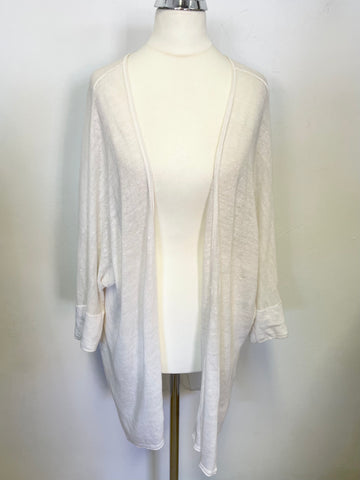 PART TWO COPENHAGEN IVORY LINEN BLEND LONG CARDIGAN SIZE S