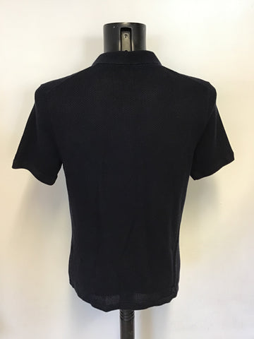 REISS HECTOR NAVY BLUE COTTON SHORT SLEEVE POLO SHIRT SIZE M