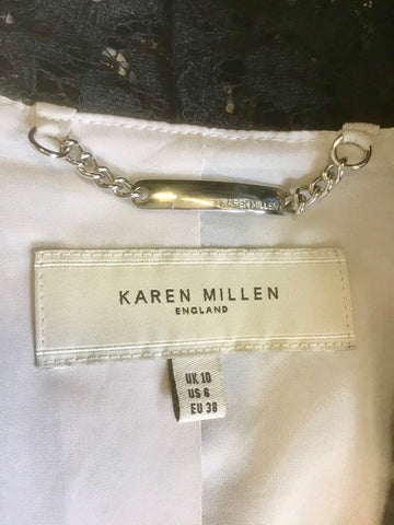 KAREN MILLEN BLACK LACE & CREAM LINED SPECIAL OCCASION JACKET SIZE 10