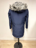HOLLISTER NAVY BLUE DUCK DOWN & FEATHER FILLED HOODED WARM JACKET SIZE XS
