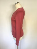 WHISTLES PINK WOOL BLEND LONG SLEEVE CARDIGAN SIZE 2 UK 10/12