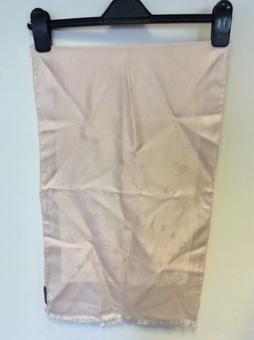 LOUIS VUITTON PALE PINK MONOGRAM PRINT SILK SCARF IN BOX