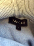 JAEGER LIGHT BLUE WOOL & CASHMERE POLO NECK JUMPER SIZE L