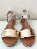 WHISTLES GOLD & CREAM LEATHER STRAP FLAT SANDALS SIZE 4/37