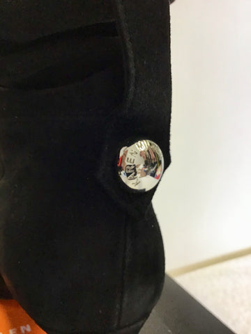 KAREN MILLEN BLACK SUEDE & SILVER STUD TRIM ANKLE BOOTS SIZE 6/39