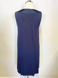 PHASE EIGHT NAVY BLUE EMBELLISHED NECKLINE SLEEVELESS SHIFT DRESS SIZE 12