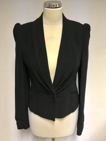 PHASE EIGHT BLACK PLEATED TRIM JACKET SIZE 10