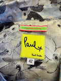 PAUL SMITH BLUE & GREY FLORAL PRINT SILK & COTTON LONG SLEEVE SHIRT SIZE 42 UK 10