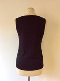 MARCCAIN BLACK & MULTICOLOURED FLORAL PRINT LACE OVERLAY VEST TOP SIZE N5 UK 14