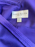 KAREN MILLEN PURPLE BRAID TRIMMED SILK PENCIL DRESS SIZE 12