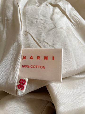 MARNI CREAM FUNNEL NECK COTTON COLLAR COTTON CROPED 3/4 SLEEVE JACKET SIZE 38 UK 10