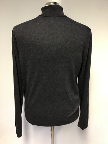 TED BAKER HALE DARK GREY WOOL,CASHMERE & SILK BLEND POLO NECK JUMPER SIXE 6 UK XL