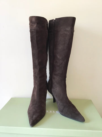 DUNE BROWN SUEDE KNEE LENGTH BOOTS SIZE 7/40