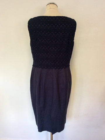 COAST BLUE LINEN BLEND BROIDERY ANGLAISE TOP DRESS SIZE 16