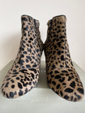 HOBBS DARK BROWN & CAMEL PONYSKIN LEOPARD PRINT HEELED ANKLE BOOTS SIZE 6/39