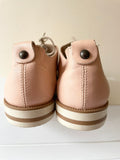 BRAND NEW WITH DEFECT GEMO WOMAN PALE PEACH LACE UP LEATHER FLATS SIZE 7/40