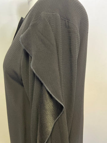 MODERN RARITY BLACK FRILLED LONG SLEEVED SHIFT DRESS WITH OPTIONAL BELT SIZE 10