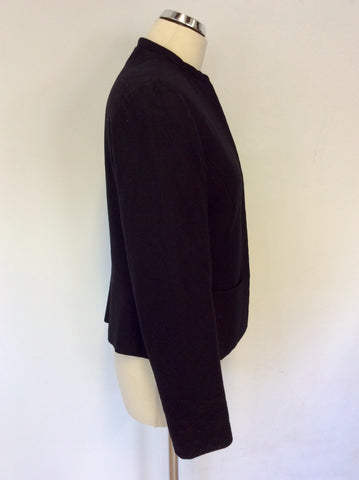 MULBERRY BLACK WOOL COLLARLESS JACKET SIZE 12