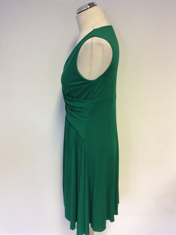 PHASE EIGHT GREEN SLEEVELESS V NECKLINE STRTCH JERSEY DRESS SIZE 12