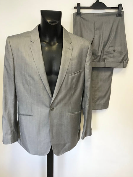 TED BAKER PASHION GREY WOOL & MOHAIR BLEND SUIT SIZE 44R / 38W/ 31 L