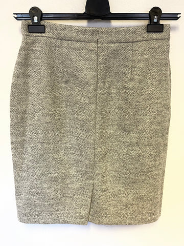 PURE COLLECTION GREY WOOL MOON TWEED PENCIL SKIRT SIZE 10