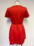 JAEGER BOUTIQUE RED COTTON SHORT SLEEVE FIT & FLARE DRESS SIZE 10