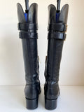 LK BENNETT BLACK LEATHER BUCKLE TRIM KNEE LENGTH BOOTS SIZE 3.5/36