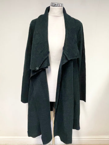 PHASE EIGHT TEAL WOOL BLEND GREEN COLLARED WRAP ACROSS UNLINED COAT SIZE 12