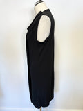 JOSEPH BLACK DRAPED FRONT WITH SCARF SLEEVELESS SHIFT DRESS SIZE 42 UK 12