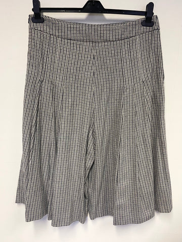REISS WOOL BLEND GREY WITH NAVY & GREEN CHECK PLEATED CULLOTTES SIZE 14