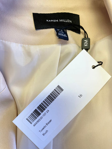 BRAND NEW KAREN MILLEN BLUSH TUXEDO LONG BLAZER JACKET SIZE 16
