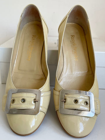 RUSSELL & BROMLEY BABYCHAM ( BUTTERMILK) PATENT LEATHER BALLERINA FLATS SIZE 5.5/38.5