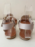 WHISTLES GOLD & CREAM LEATHER STRAP FLAT SANDALS SIZE 4/37