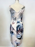 COAST IVORY,PINK & BLUE FLORAL PRINT SLEEVELESS SPECIAL OCCASION  PENCIL DRESS SIZE 10