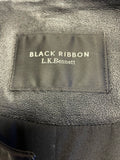 LK BENNETT BLACK RIBBON CAPSULE COLLECTION BLACK LEATHER & WOOL ZIP UP JACKET SIZE 10