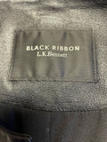 LK BENNETT BLACK RIBBON CAPSULE COLLECTION BLACK LEATHER & WOOL ZIP UP JACKET SIZE 10