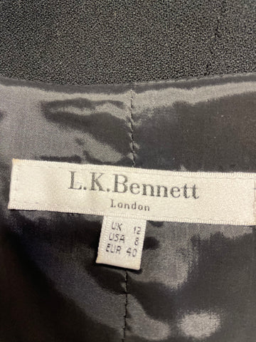 LK BENNETT BLACK CAP SLEEVE PENCIL DRESS SIZE 12