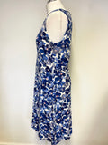 CATH KIDSTON BLUE & WHITE FLORAL PRINT SLEEVELESS A LINE DRESS SIZE 14