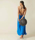 REISS FENNA BLUE CROSS BACK MAXI DRESS  SIZE 12