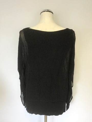 MINT VELVET BLACK & SILVER BEAD EMBELLISHED OVERLAY TOP SIZE 12