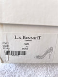 LK BENNETT SIGMA BLACK & WHITE ZEBRA PRINT PONYSKIN & LEATHER PEEPTOE HEELS SIZE 7/40