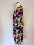 SANDWICH MULTI COLOURED PRINT WRAP ACROSS STRETCH JERSEY DRESS SIZE M