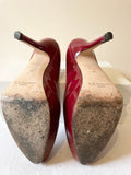LK BENNETT ANDIE DARK RED PATENT LEATHER PLATFORM SOLE HEELS SIZE 7/40