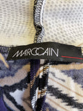 MARCCAIN BLACK,WHITE,PURPLE & TAN PRINT STRETCH JERSEY SHORT SLEEVE PENCIL DRESS SIZE 4 UK 12/14