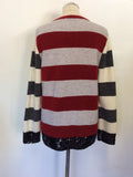 LUISA CERANO STRIPE WOOL & ALPACA BLEND SEQUIN TRIM JUMPER SIZE 14
