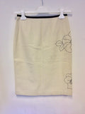 COAST CREAM WOOL BLEND EMBROIDERED KNEE LENGTH SKIRT SIZE 8